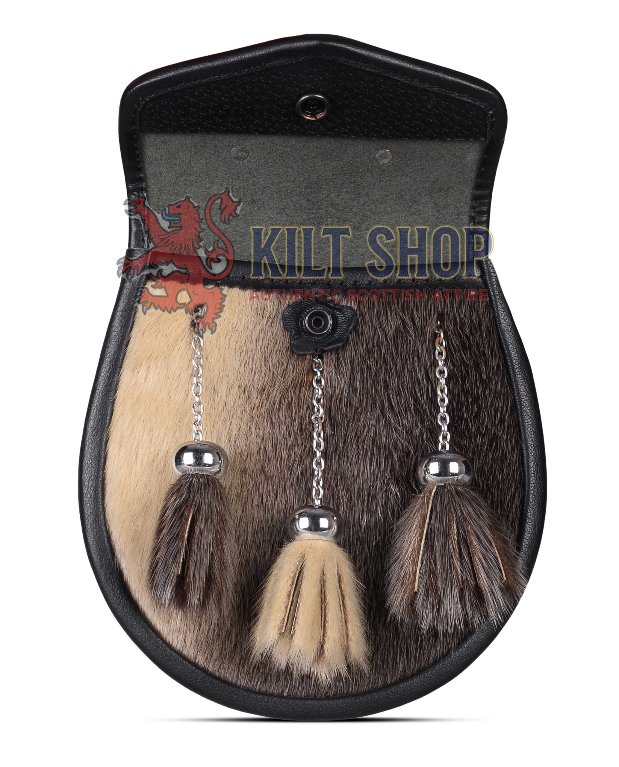 Special Embossed Black Leather Seal Fur Semi Dress Sporran - Image 2