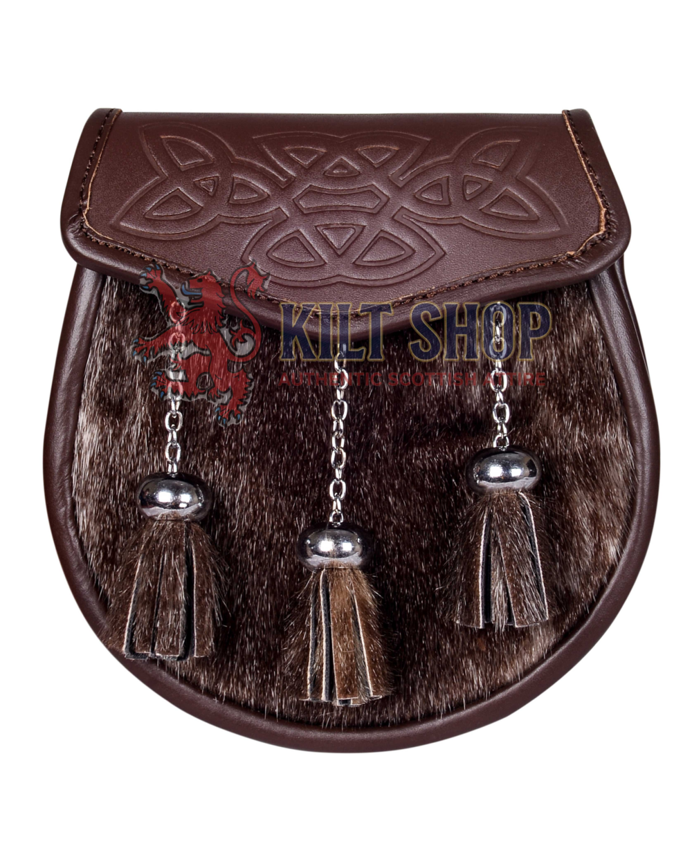 Special Embossed Brown Leather Seal Fur Smei Dress Sporran