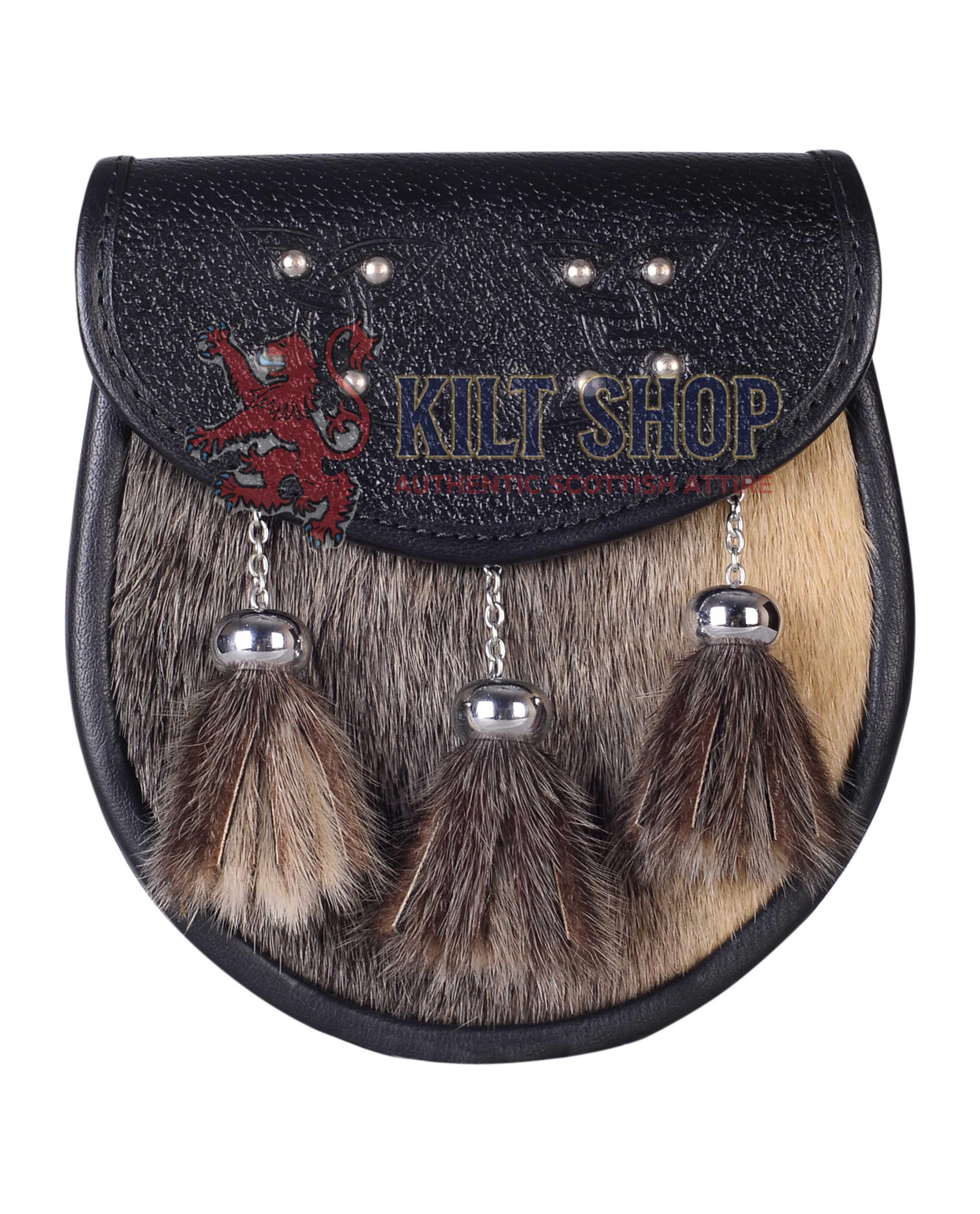 Two Celtic Knots Embossed Seal Fur Semi Dress Sporran