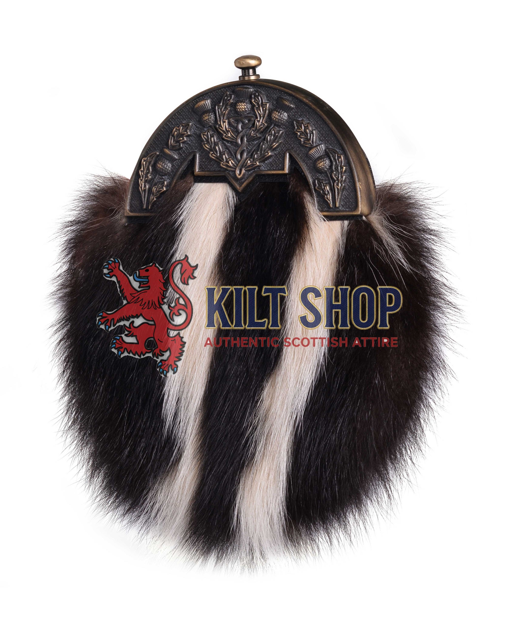 Brass Thistle Skunk Fur Full Dress Sporran