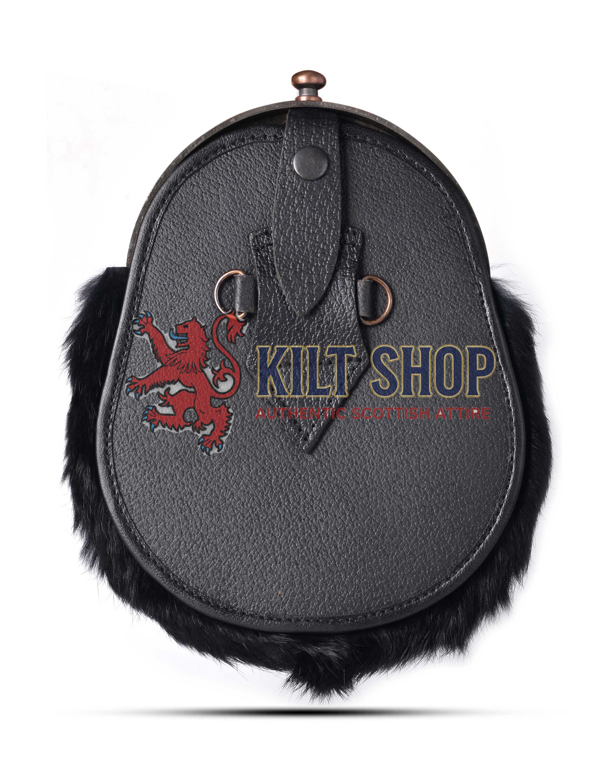 Bronze Highland Cow Black Rabbit Fur Full Dress Sporran - Image 3