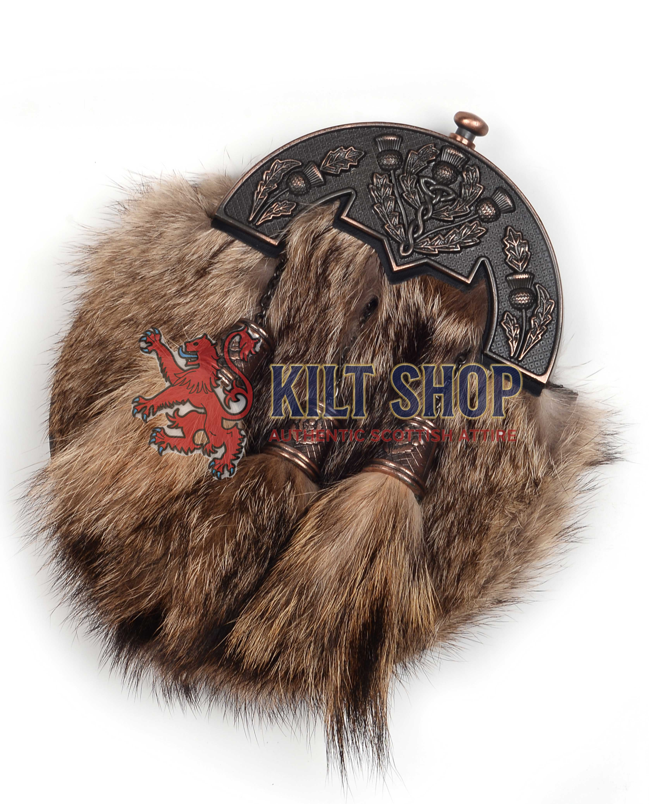Bronze Thistle Coyote Fur Full Dress Sporran - Image 4