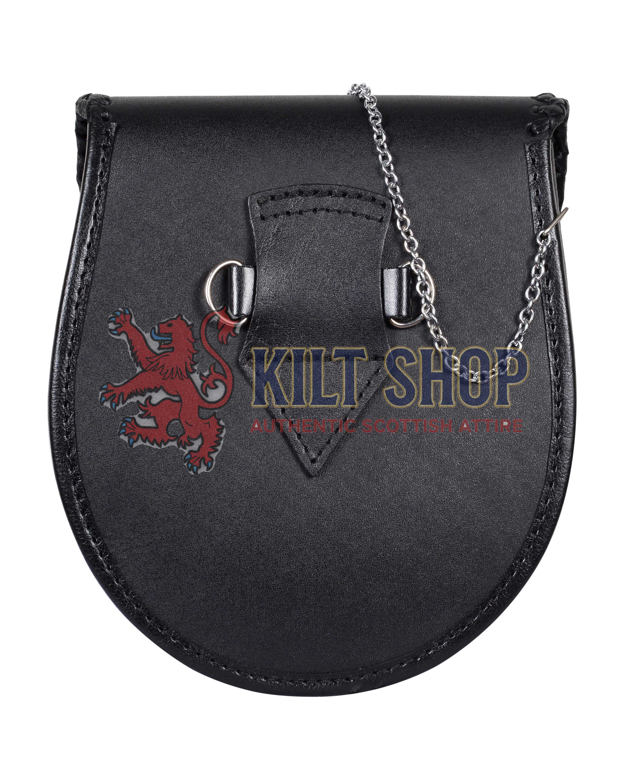 Black Leather Pin Lock Plain Day Sporran - Image 3