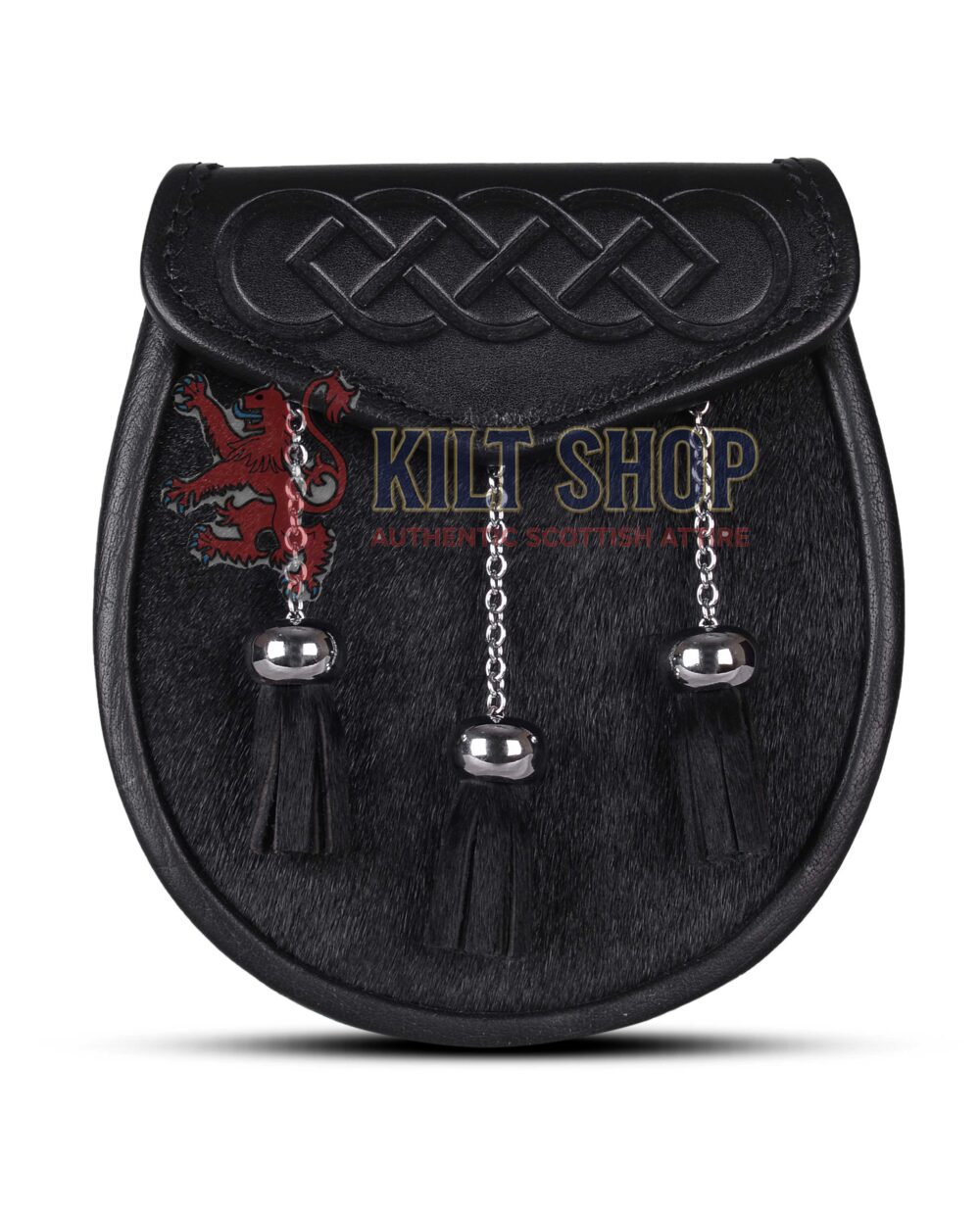 Endless Celtic Embossed Black Bovine Fur Semi Dress Sporran