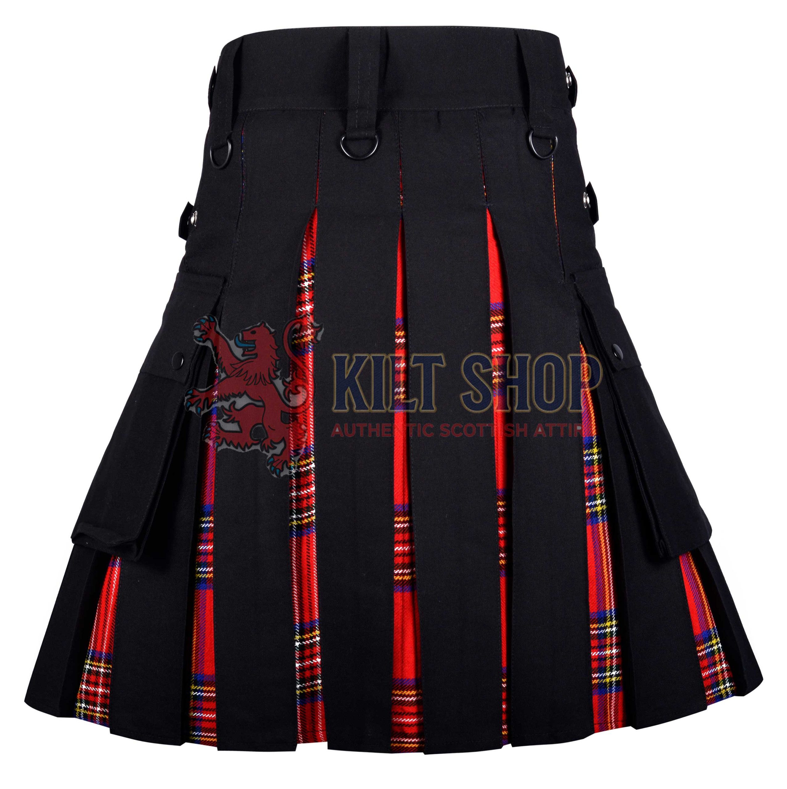 Black Cotton Royal Stewart Tartan Hybrid Kilt