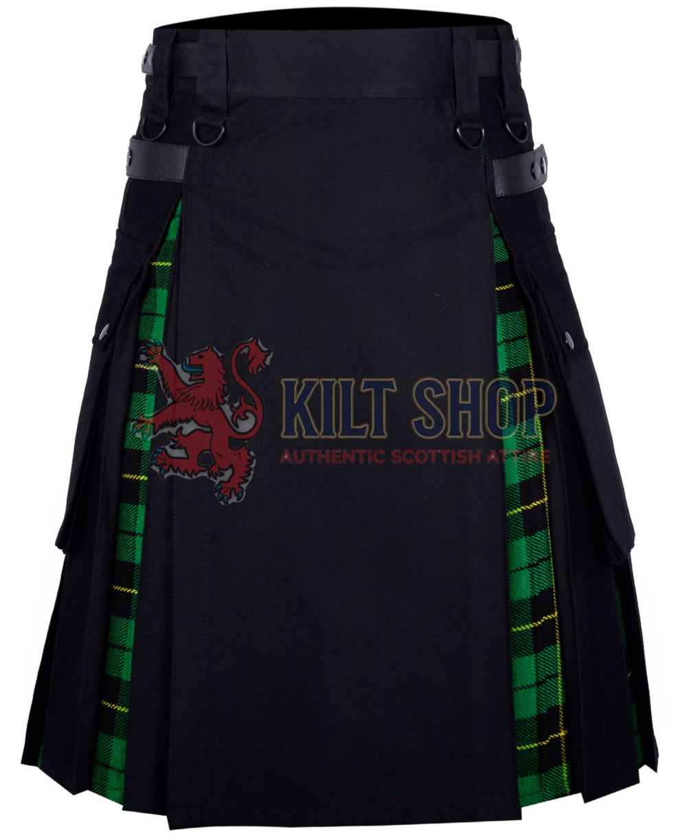 Black Cotton Wallace Hunting Tartan Hybrid Kilt