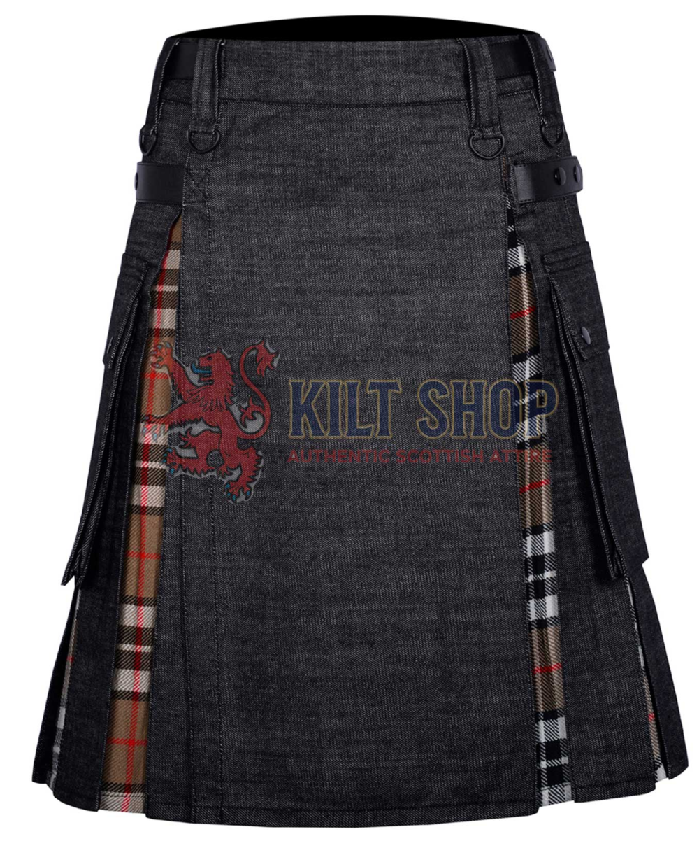 Black Denim Camel of Thomson Tartan Hybrid Kilt