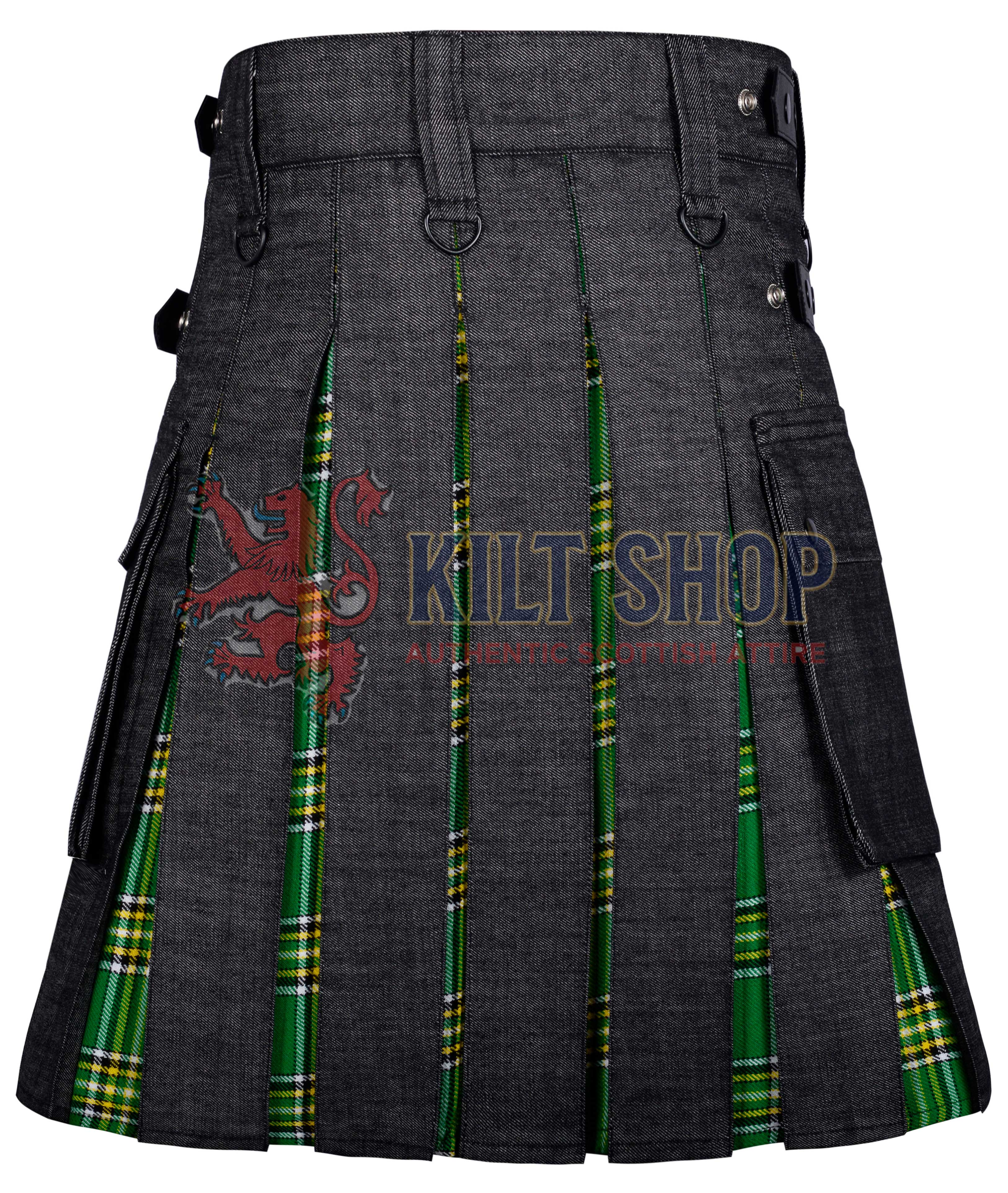 Black Denim Irish Tartan Hybrid Kilt