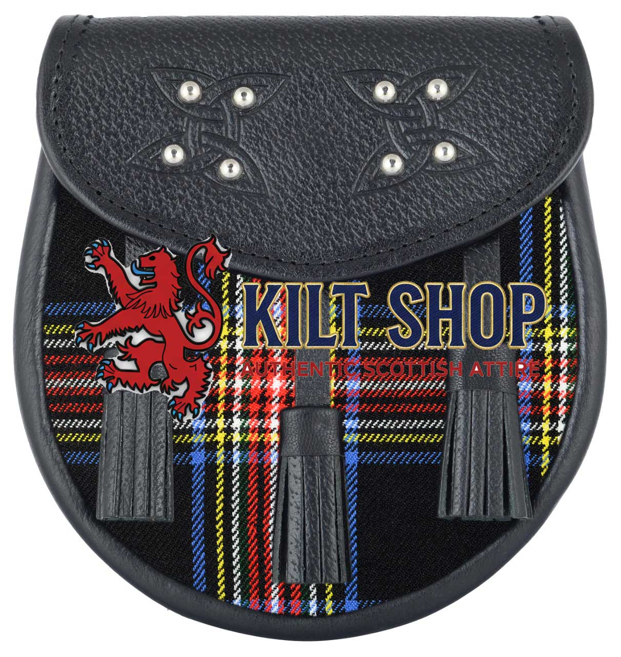 Men's Scottish Black Stewart Tartan Sporran