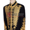 Black Wool Coyote Fur Gold Braided Military Jacket