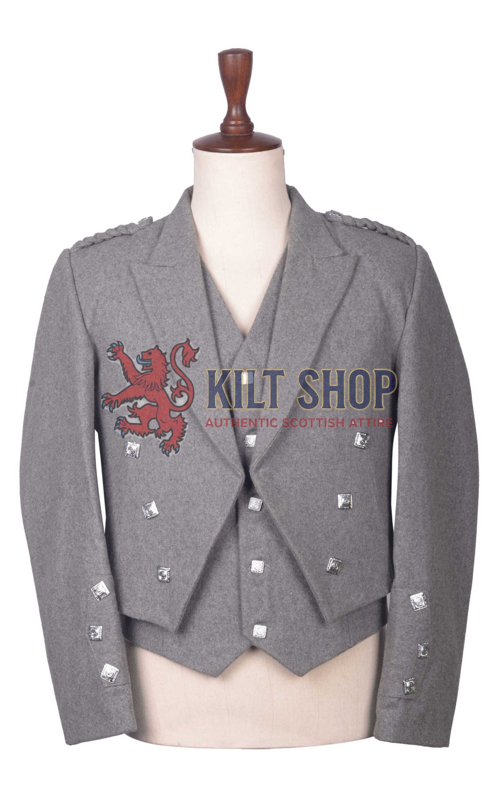 Gray Wool Prince Charlie jacket and Wiastcoat