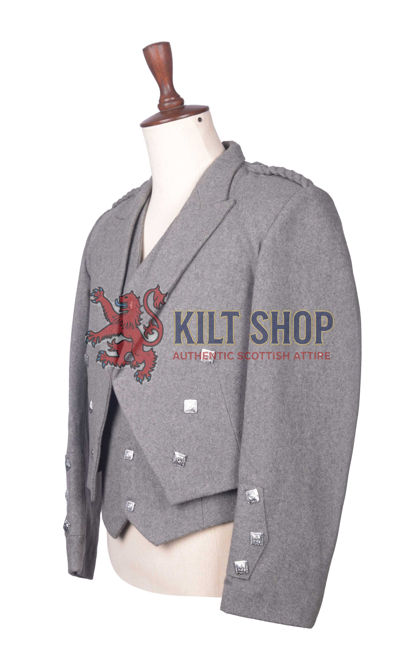 Gray Wool Prince Charlie jacket and Wiastcoat - Image 3