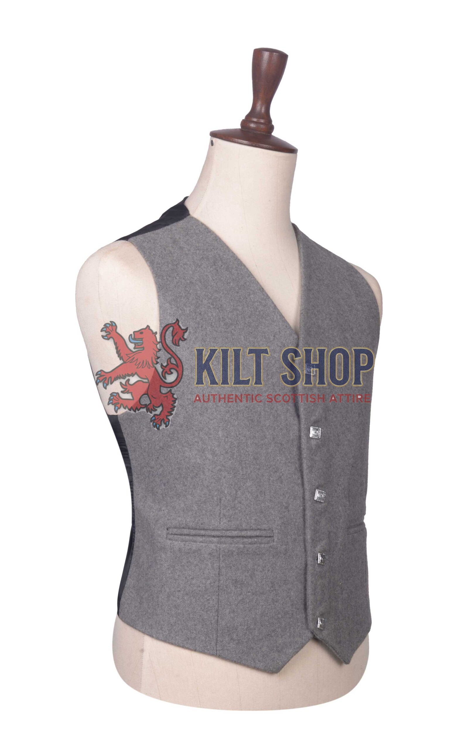 Gray Wool Prince Charlie jacket and Wiastcoat