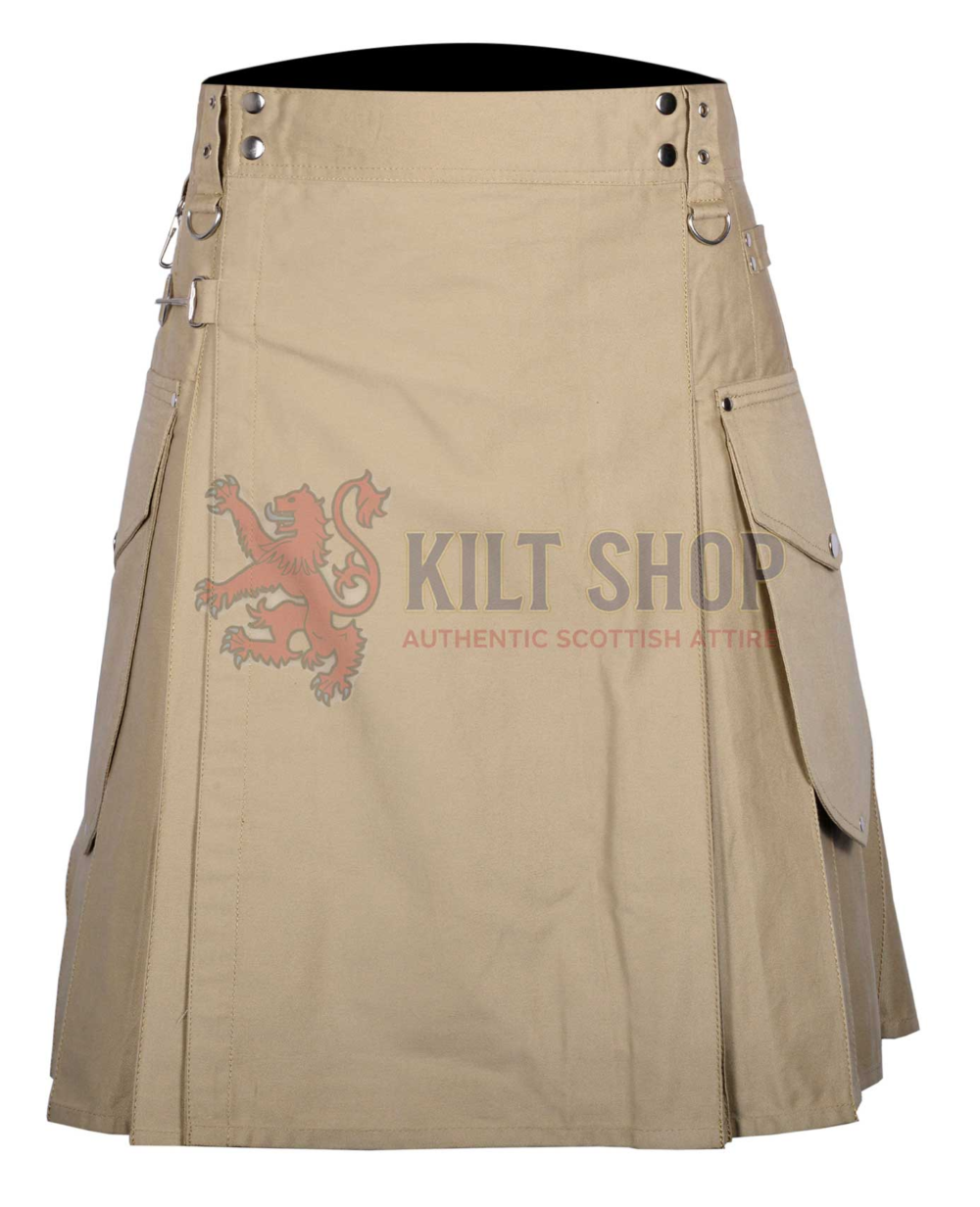 Khaki Cotton Utility Kilt