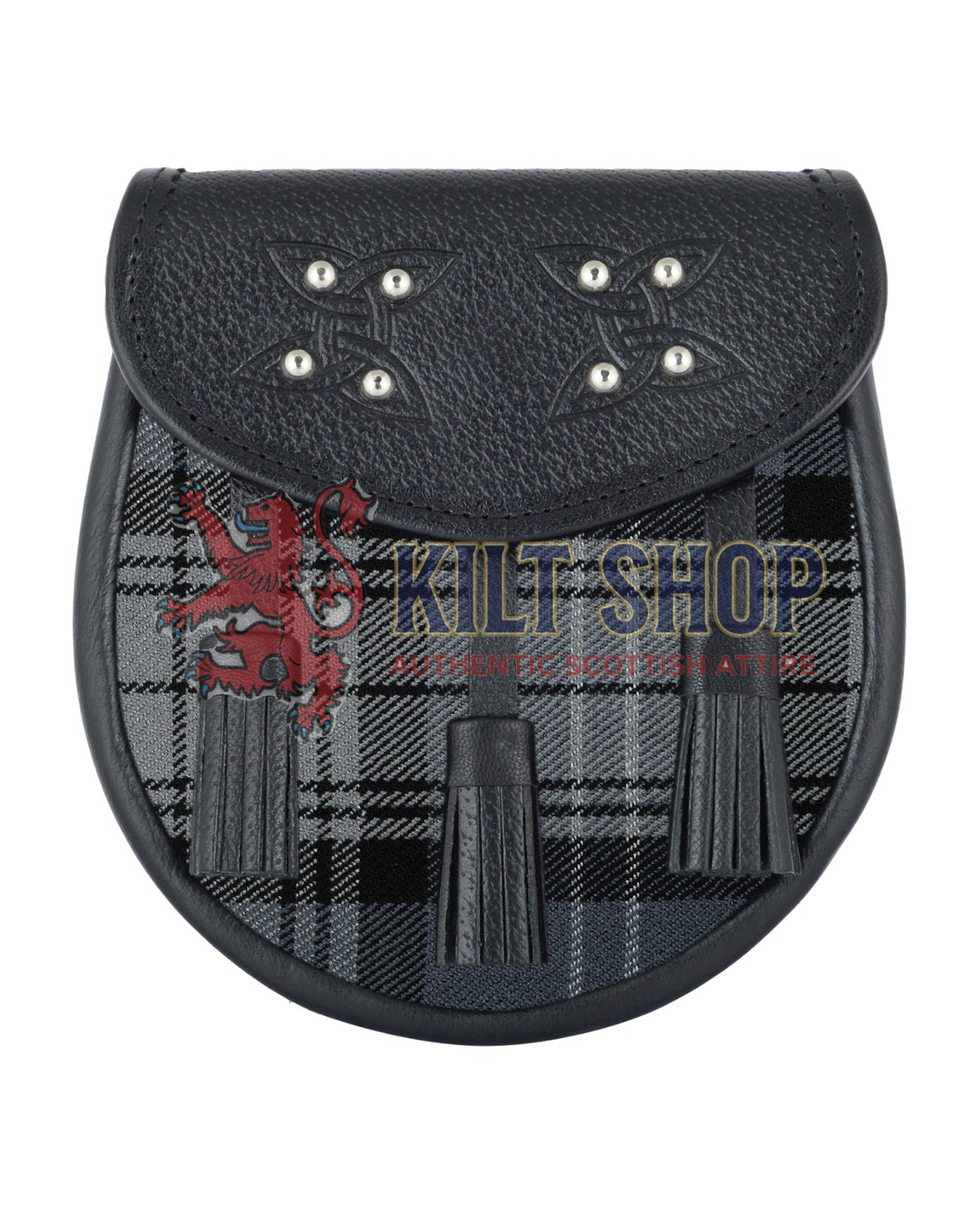 Men's Scottish Hamilton Grey Tartan Sporran