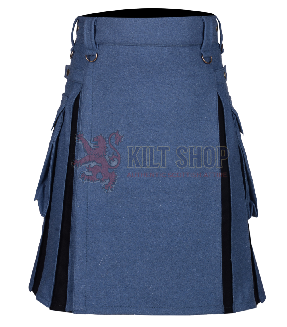 Lovat Blue and Black Wool Kilt