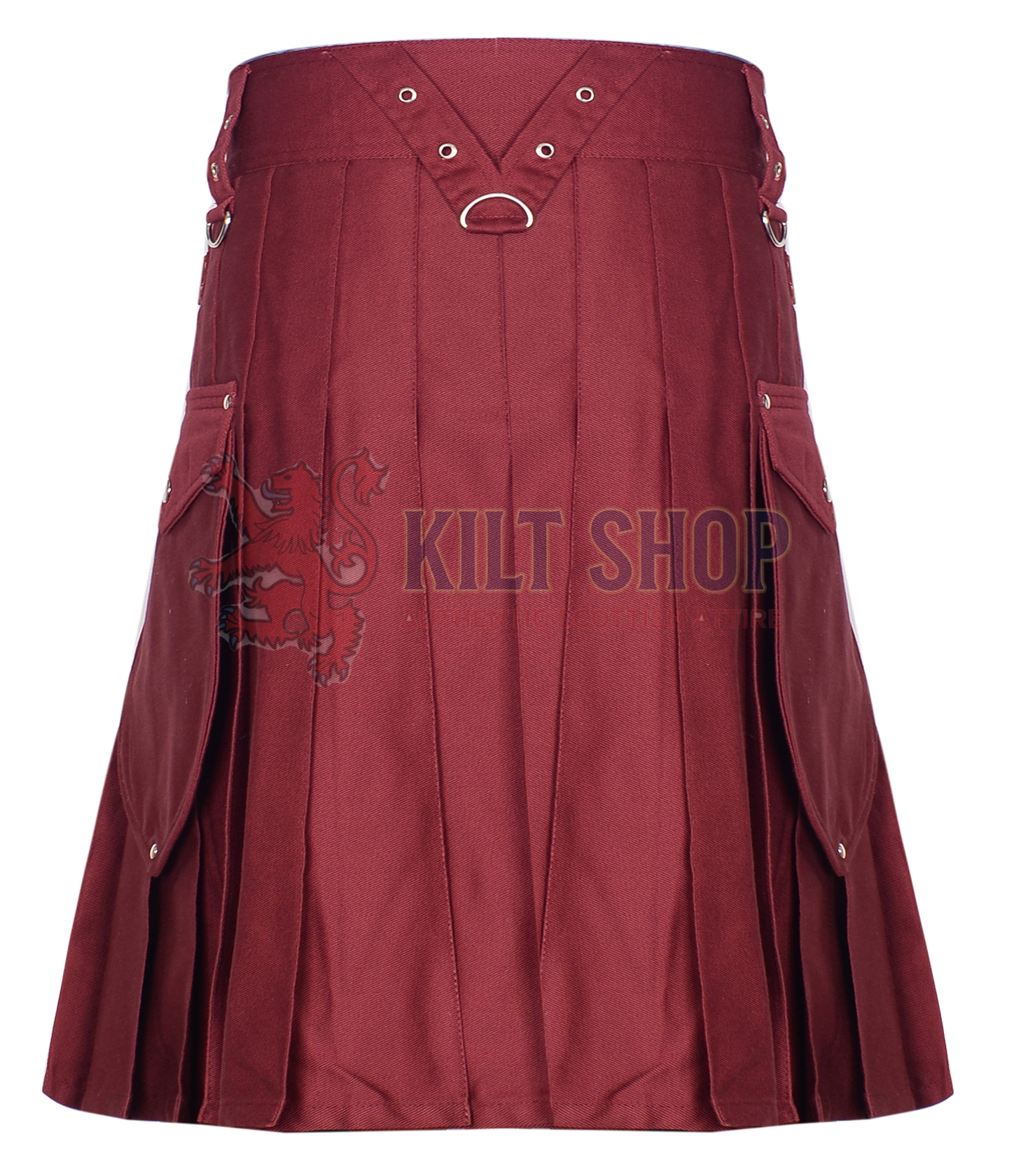 Maroon Cotton Utility Kilt - Image 3
