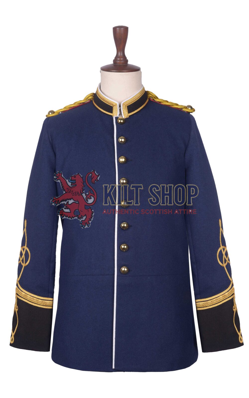 Navy Blue Wool Military Long Jacket