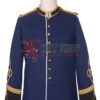 Navy Blue Wool Military Long Jacket