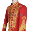 Red Wool Gold Braided Military Doublet Jacket