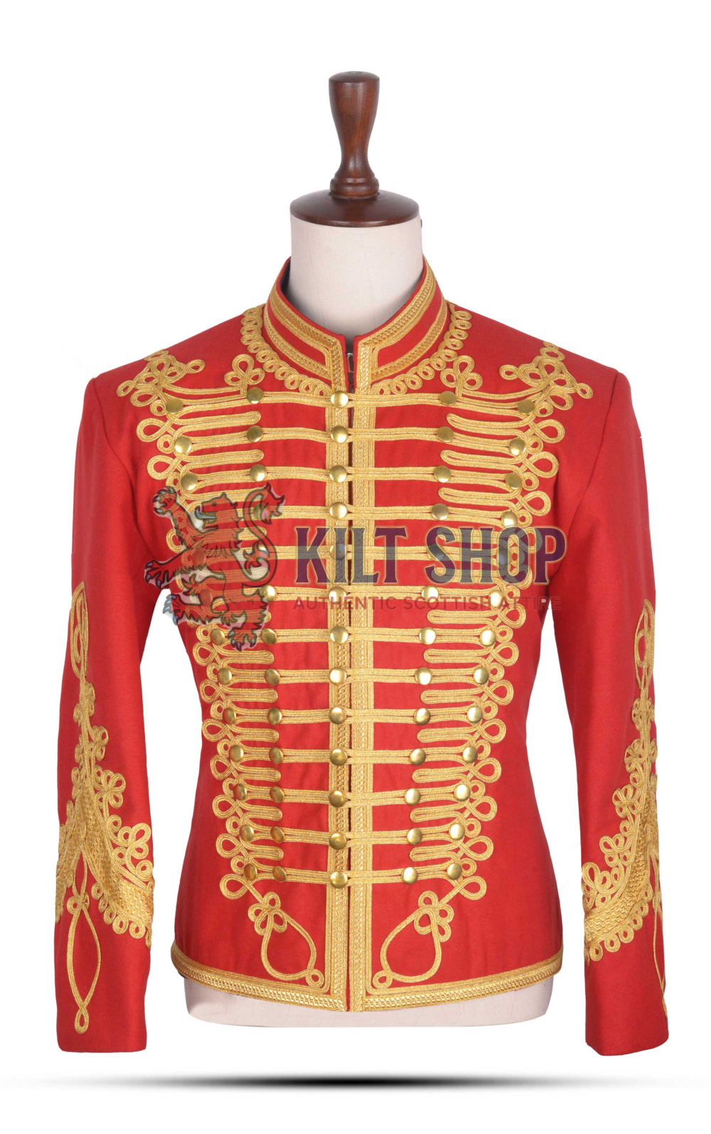 Red Wool Gold Braided Military Doublet Jacket