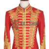 Red Wool Gold Braided Military Doublet Jacket