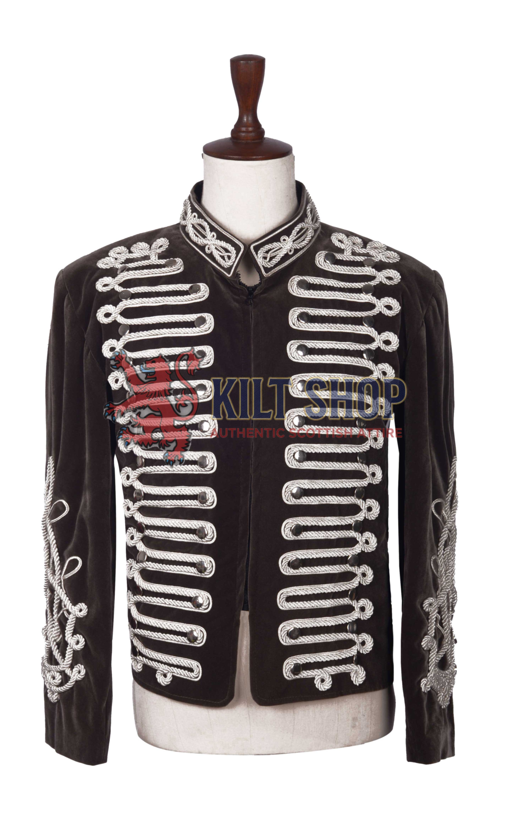 Rifle Green Velvet Military Doublet Jacket