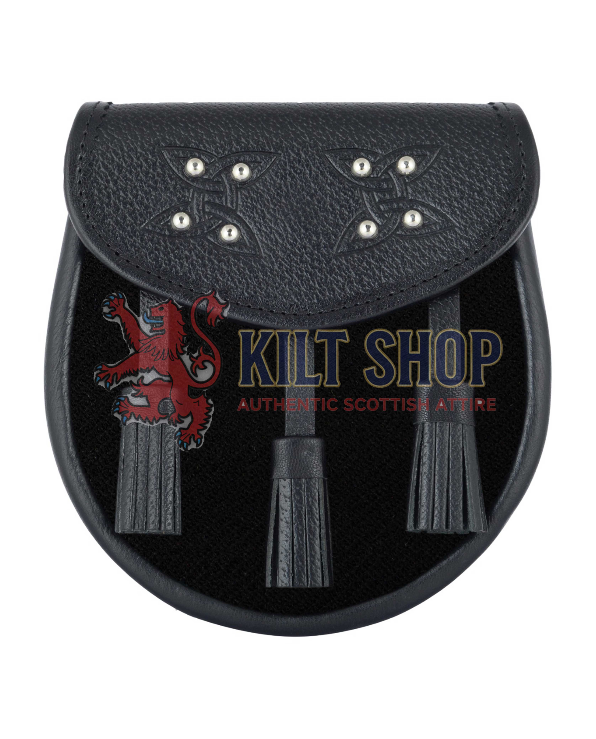 Men's Scottish Solid Black Tartan Sporran