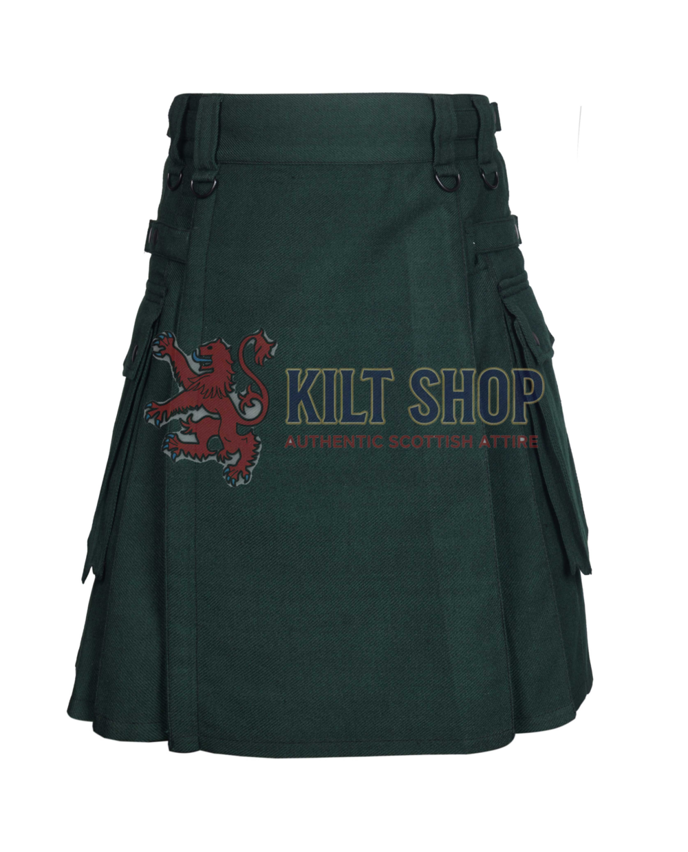 Solid Green Tartan Utility Kilt