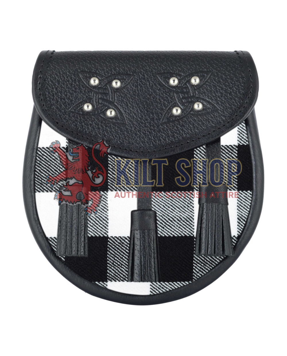 Men's Scottish White Black Rob Roy Tartan Sporran