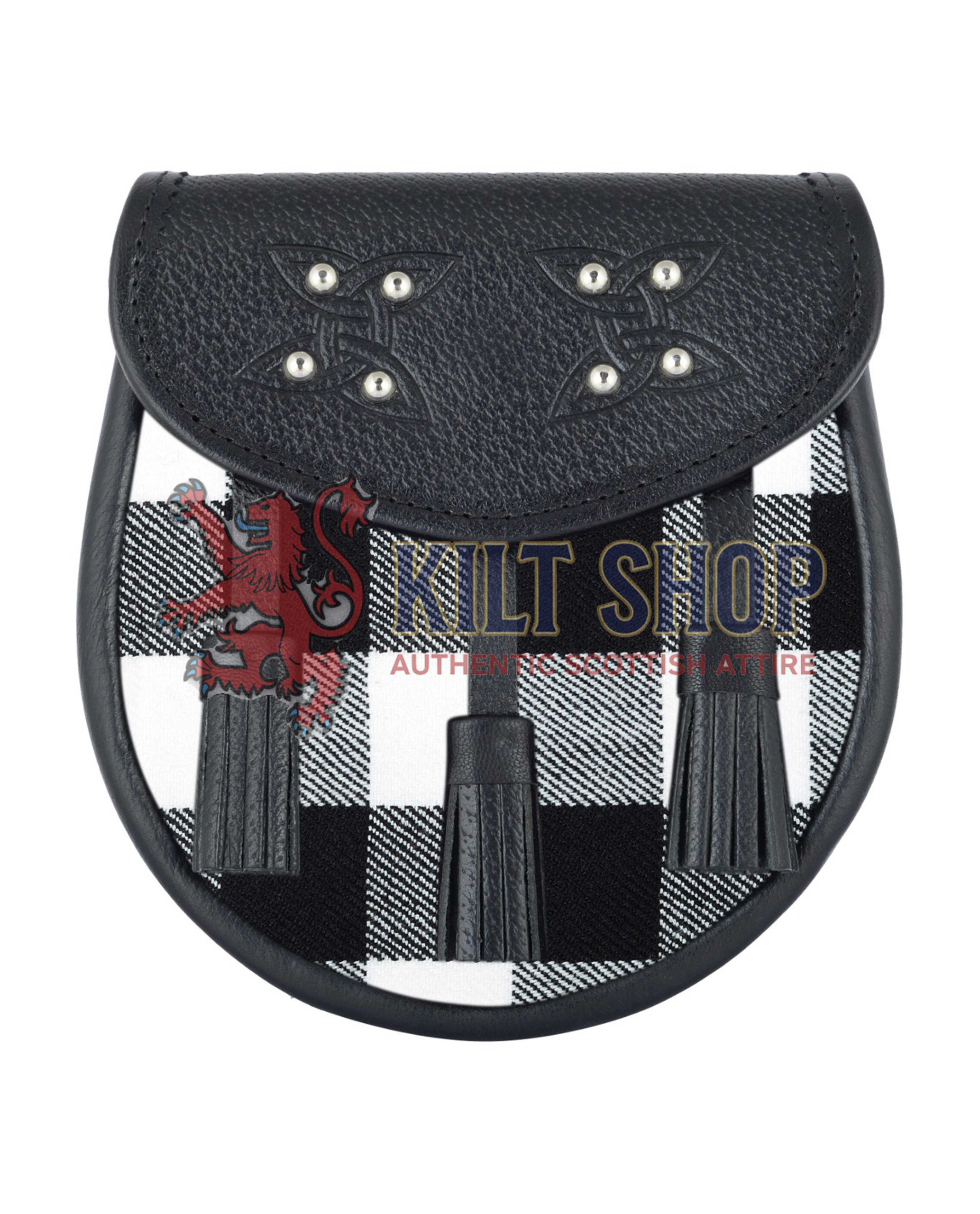 Men's Scottish White Black Rob Roy Tartan Sporran