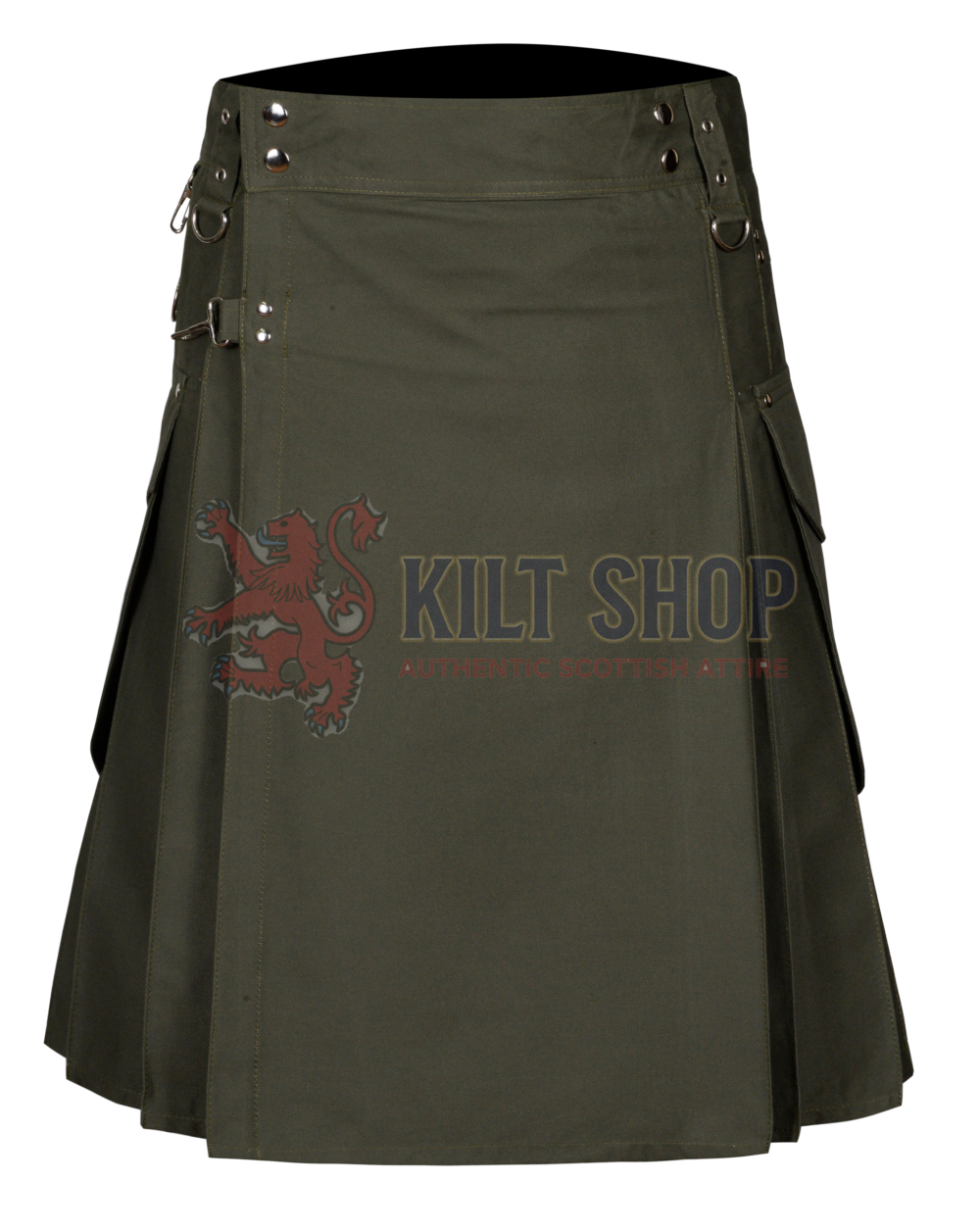 Olive Green Cotton Utility Kilt