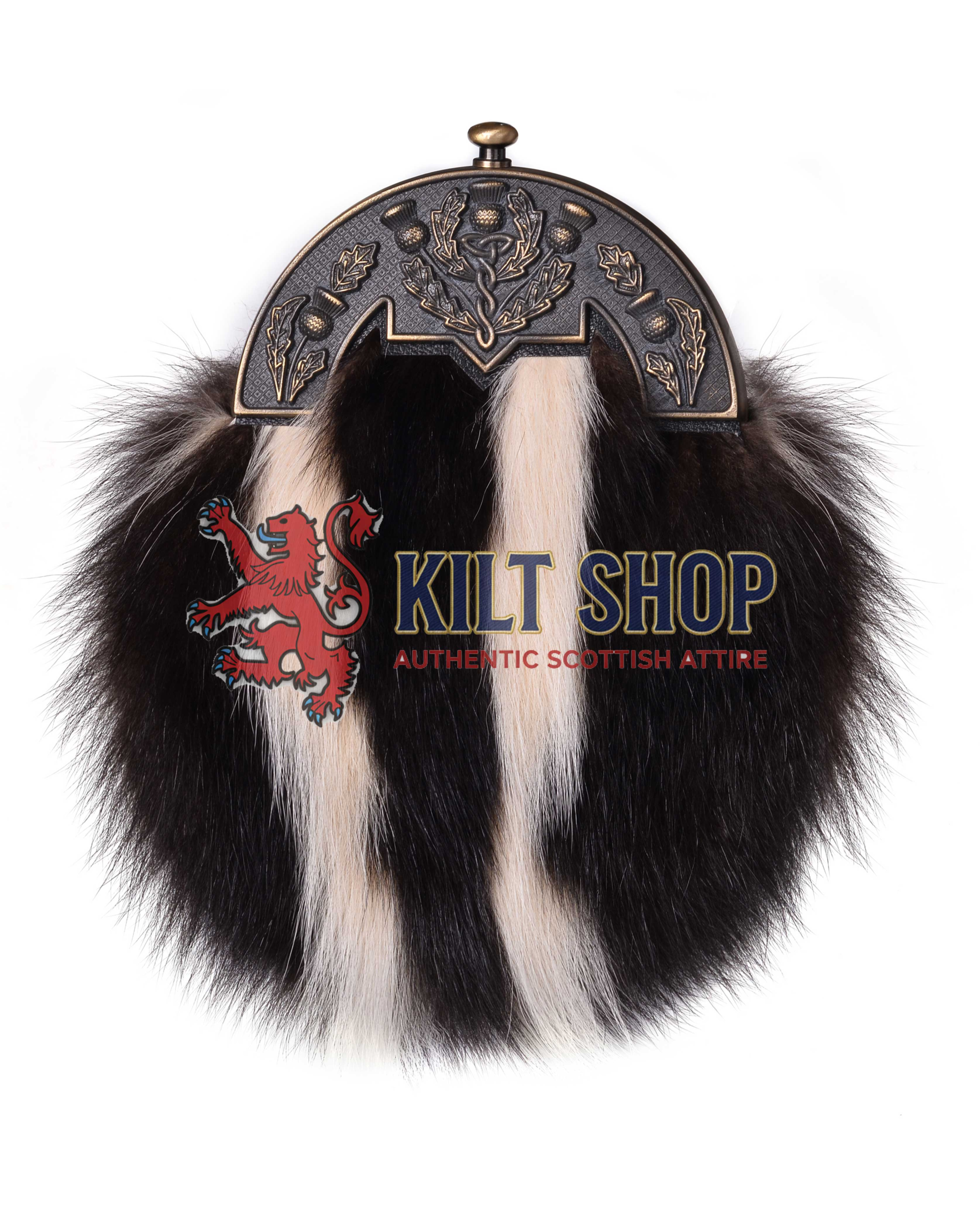 Brass Thistle Skunk Fur Full Dress Sporran